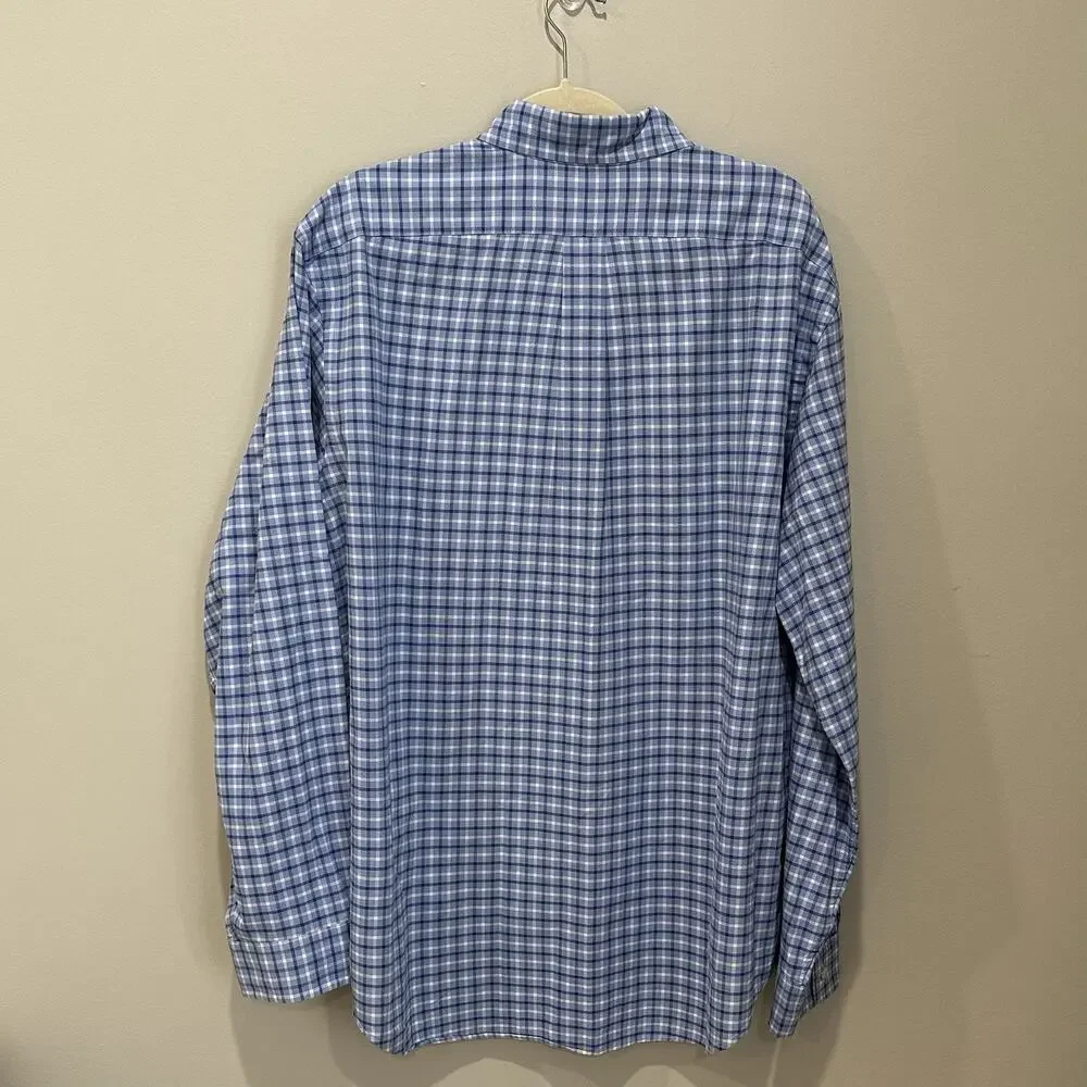 Polo Ralph Lauren Performance Shirt Mens 2XL‎ XXL Blue Plaid Classic Fit Button